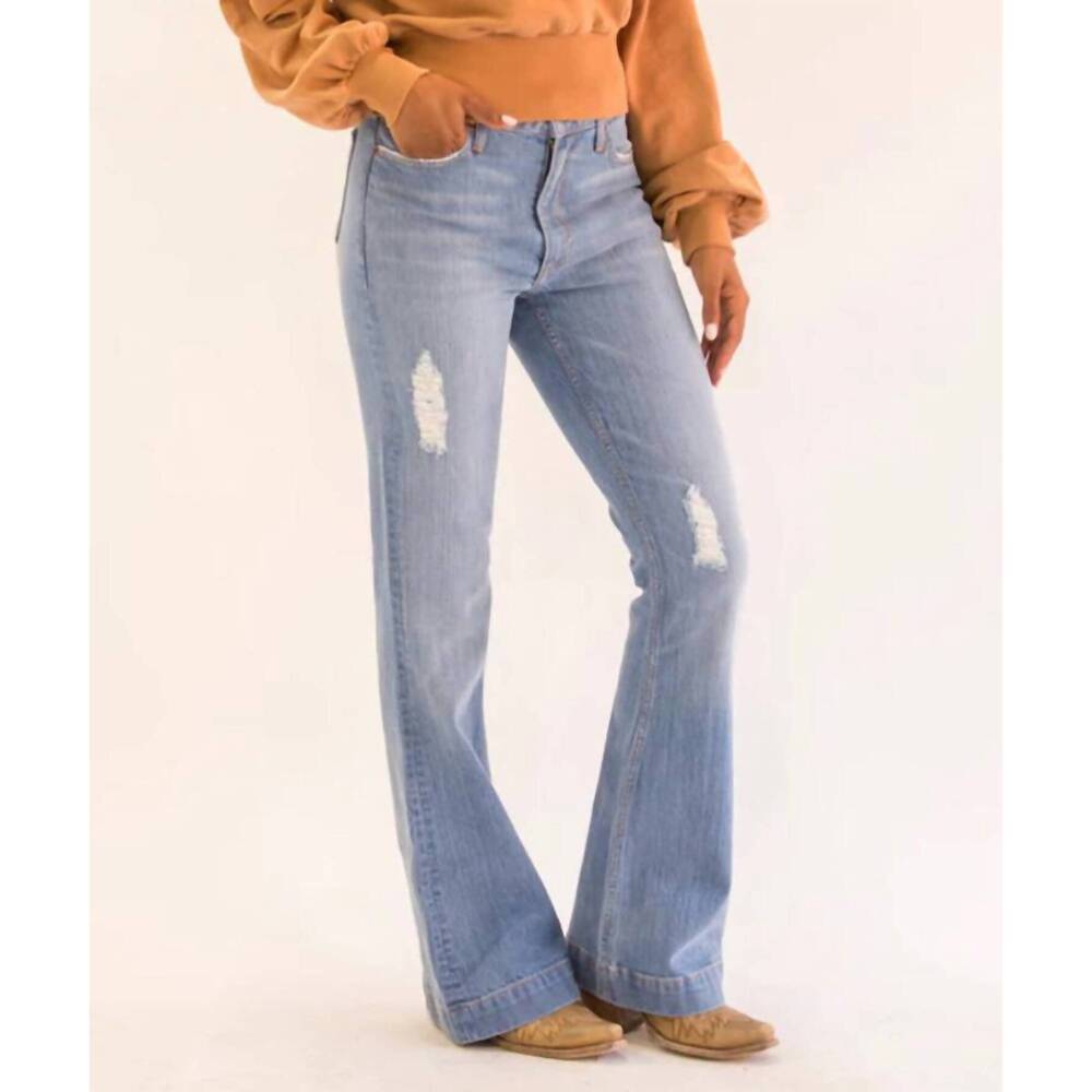 NEW KIMES RANCH jennifer sugar fade high rise trouser jean in light blue